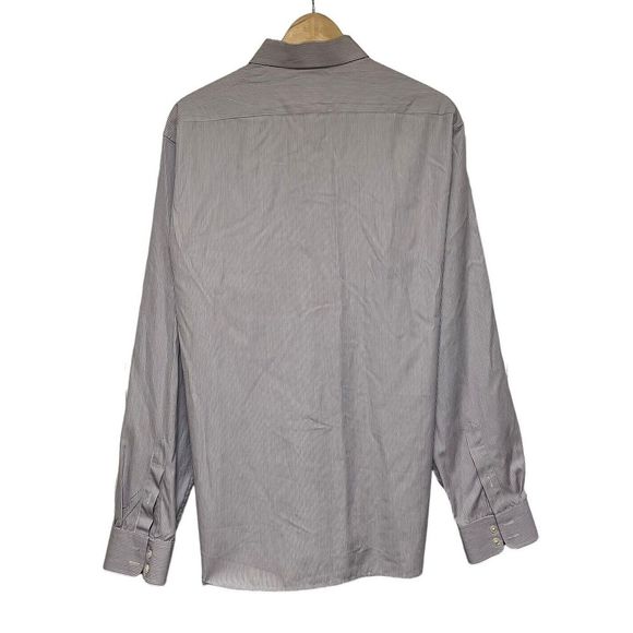 John Varvatos Men's Size 16.5 34/35 Button Front Shirt White/Purple Striped euc - Picture 4 of 5